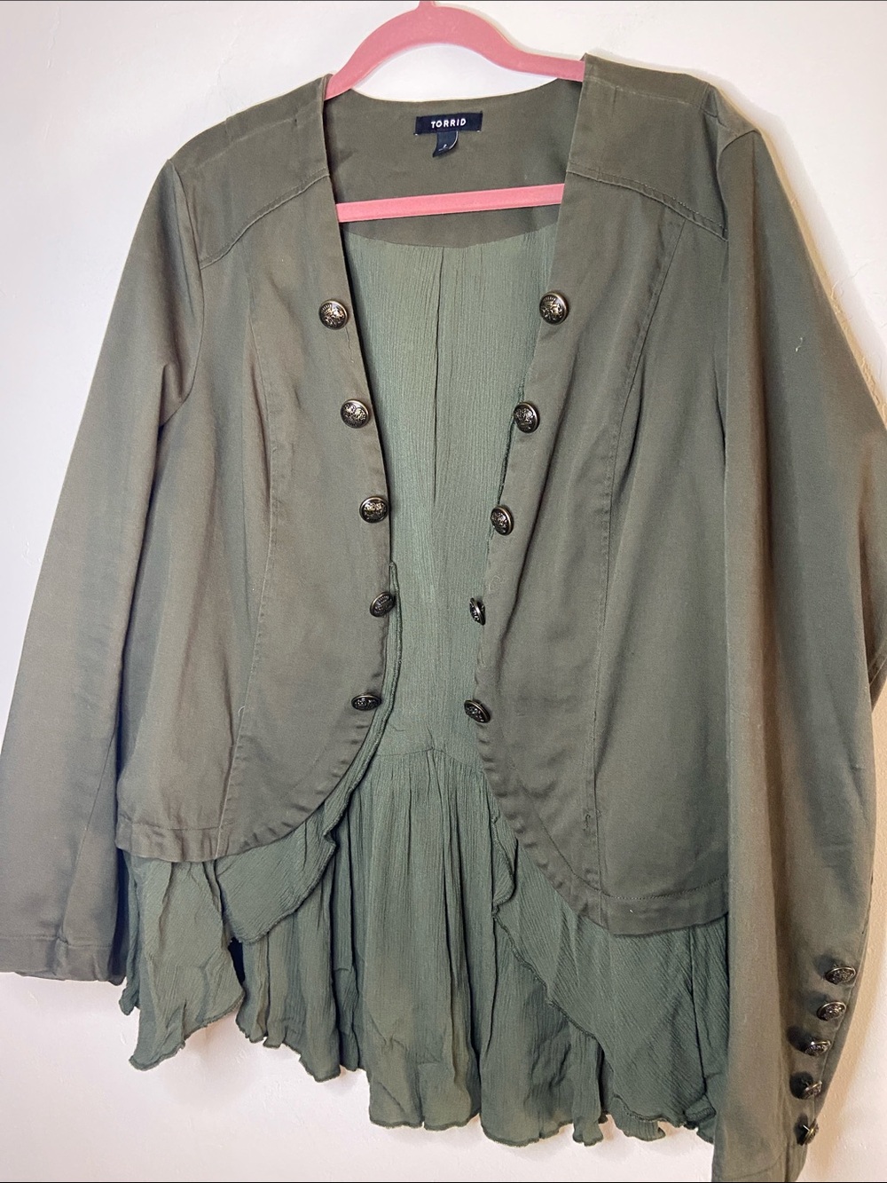 Torrid Olive Green open front lined jacket - Picture 3 of 8